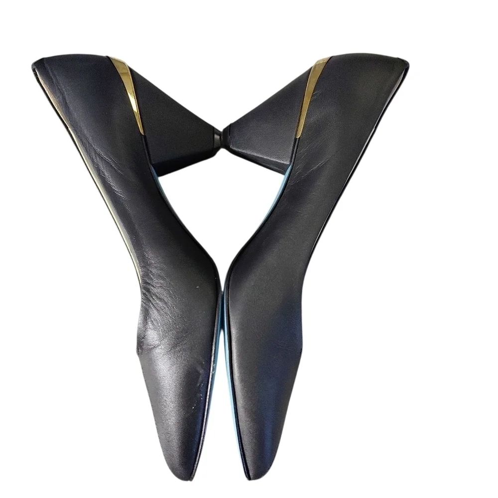 Valentina Rangoni Navy Leather Pump Blue Pointed Toe Heels Size 8.5